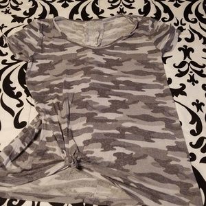 Maurices 24/7 high low camo lace up back top